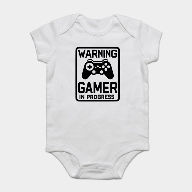Warning Gamer in Progress Baby Bodysuit by Frank Ring
